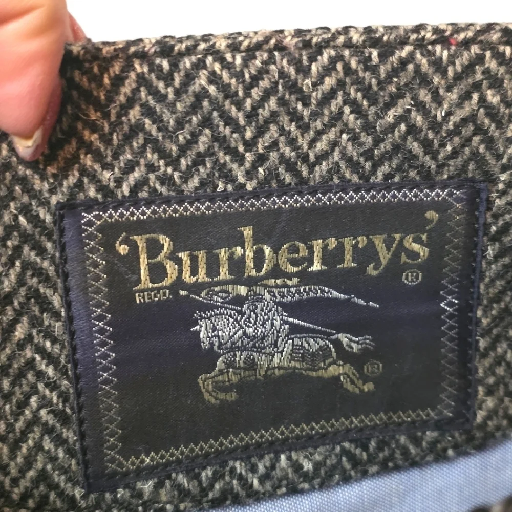 Burberrys Black and White Rare Tweed Double Handle Satchel Bag